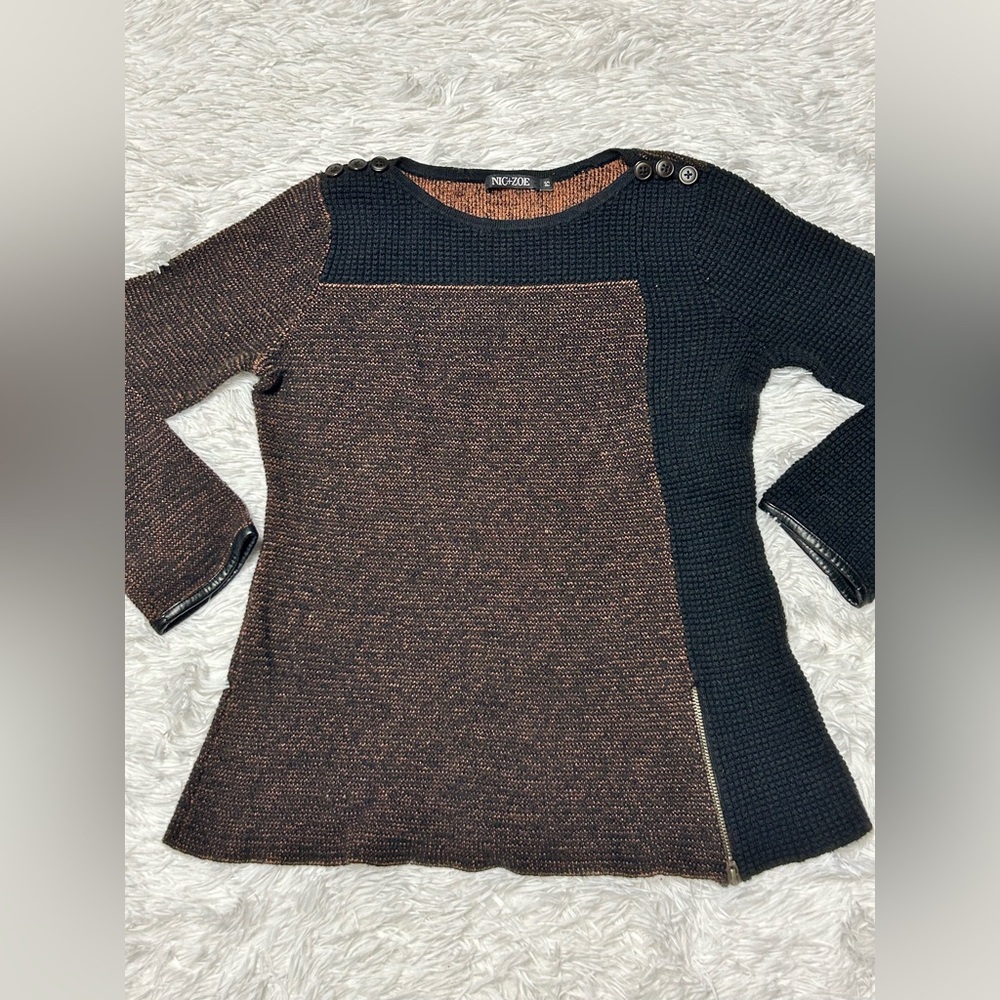 NIC+ZOE Black and Brown Textured Sweater - Picture 2 of 9